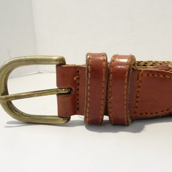 Fossil Brown Leather Woven Novelty Braided Belt Sz L Classic - Picture 2 of 4